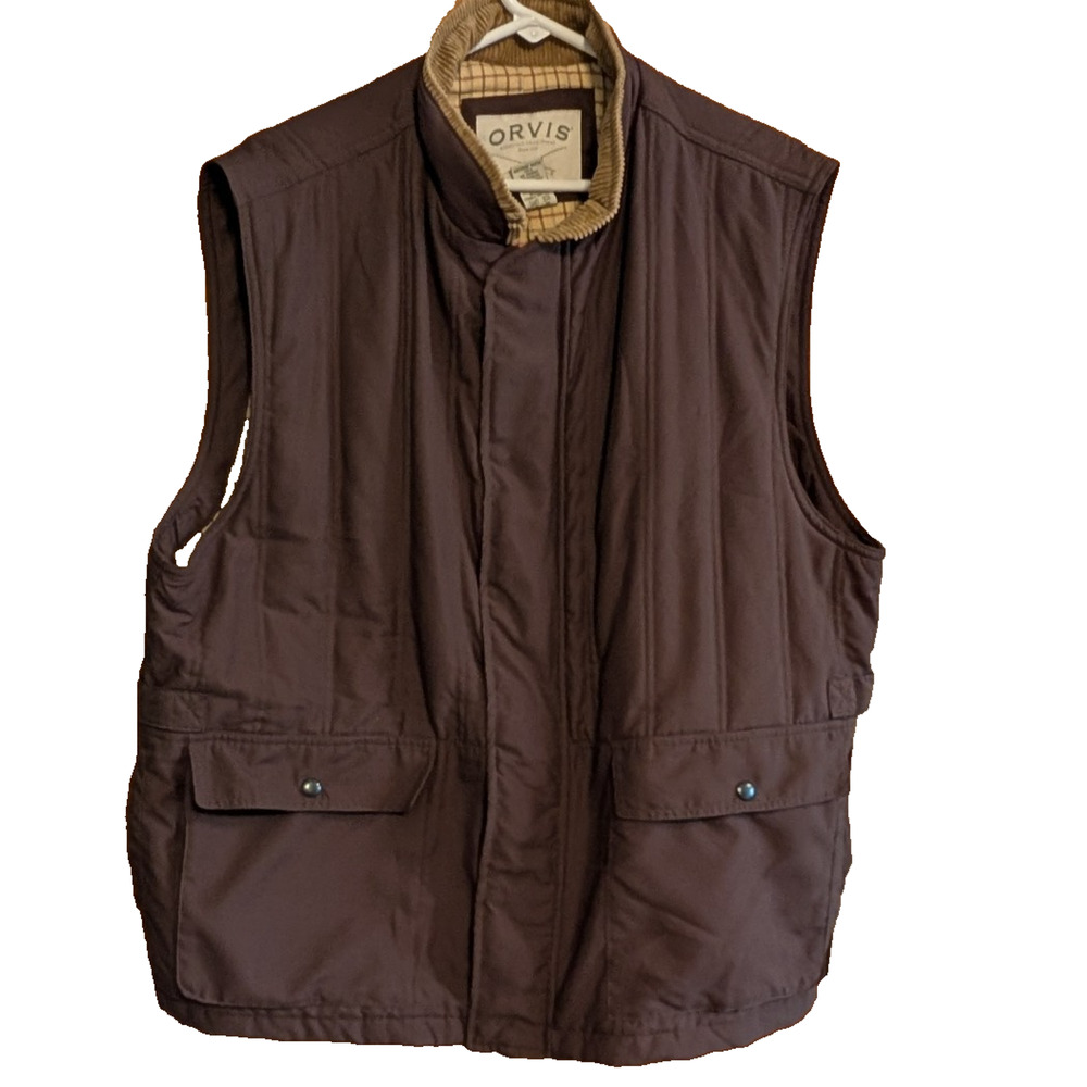 Orvis Insulated Field Vest Dark Brown Corduroy Collar Men's XL